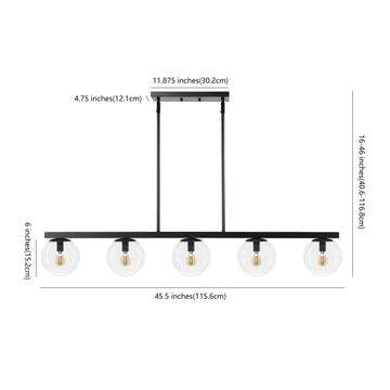 Luca Parisian 45.5" Modern Glam Iron Globe Linear LED Pendant - JONATHAN Y